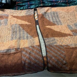 Brown and Tan Women's Poncho